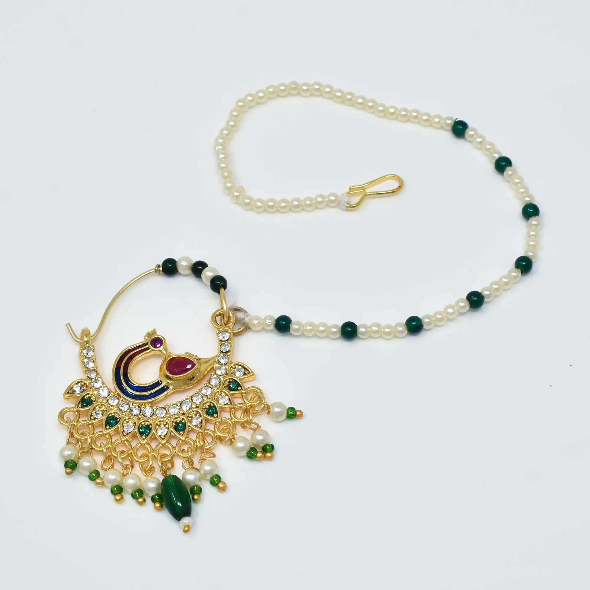 Green Stone Ethnic Gold Nath