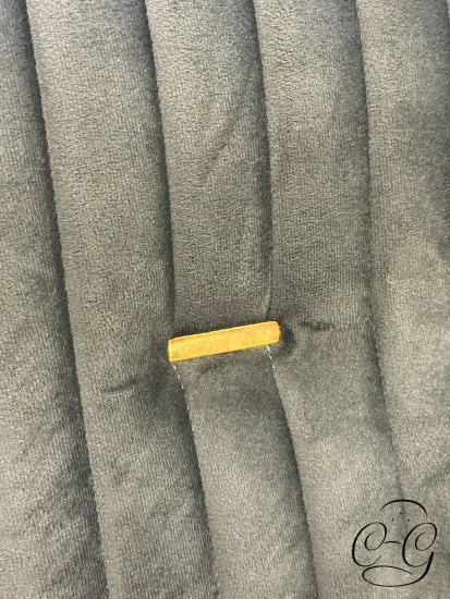 Grey Fabric Sofa W/Channel Tufted Back, Brass Plated Detailing/Hairpin Legs