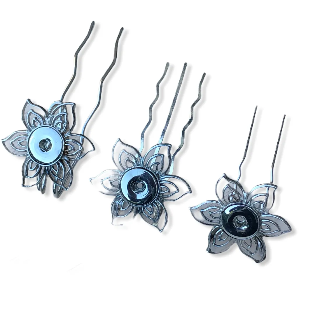 Hairfork Flower- Hairaccessories - Haarpin incl. 3 gratis buttons naar keuze