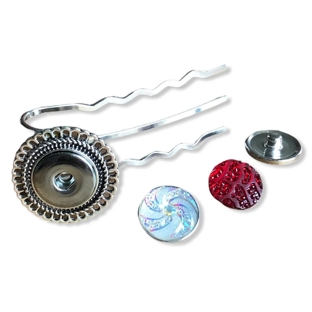Hairfork Flower- Hairaccessories - Haarpin incl. 3 gratis buttons naar keuze