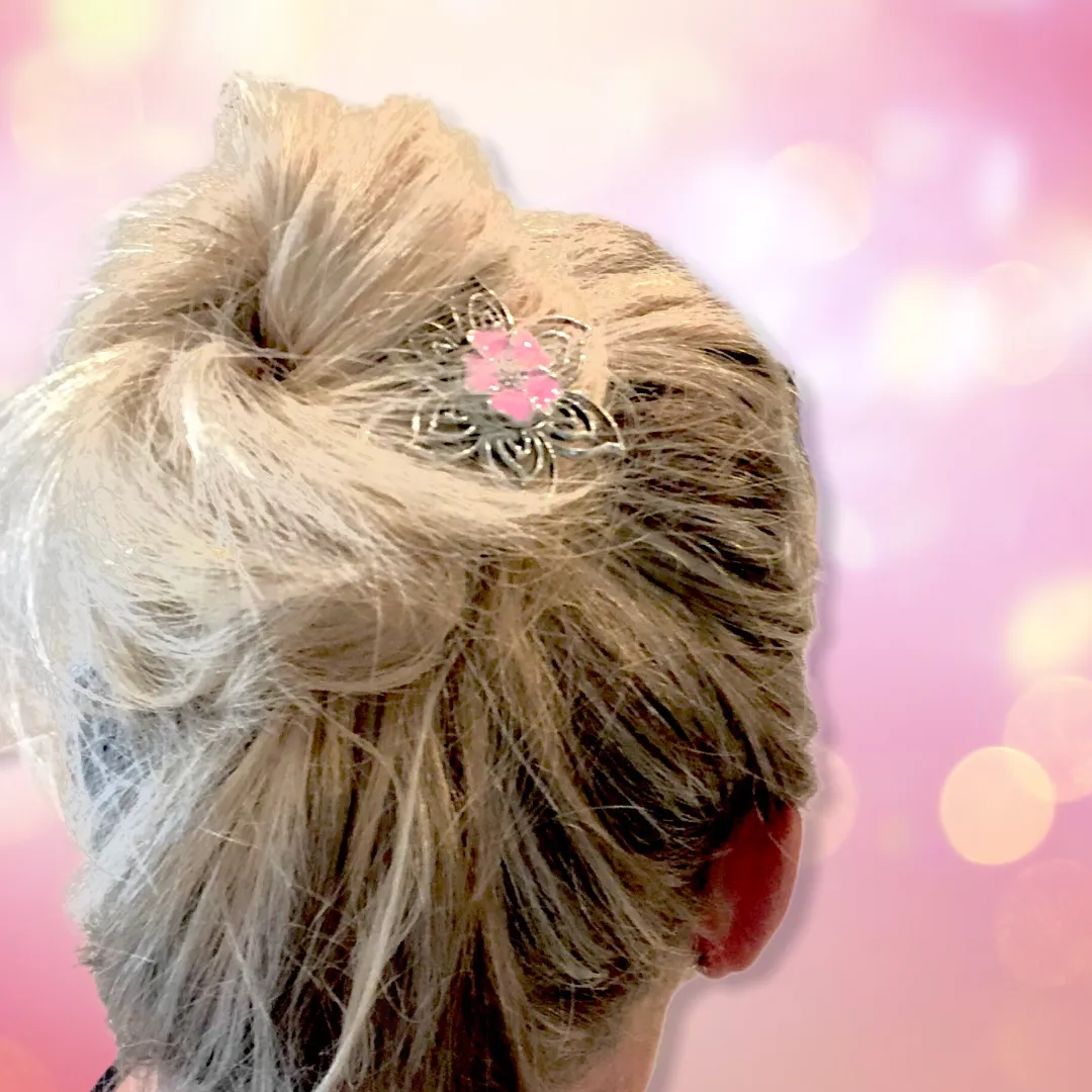 Hairfork Flower- Hairaccessories - Haarpin incl. 3 gratis buttons naar keuze