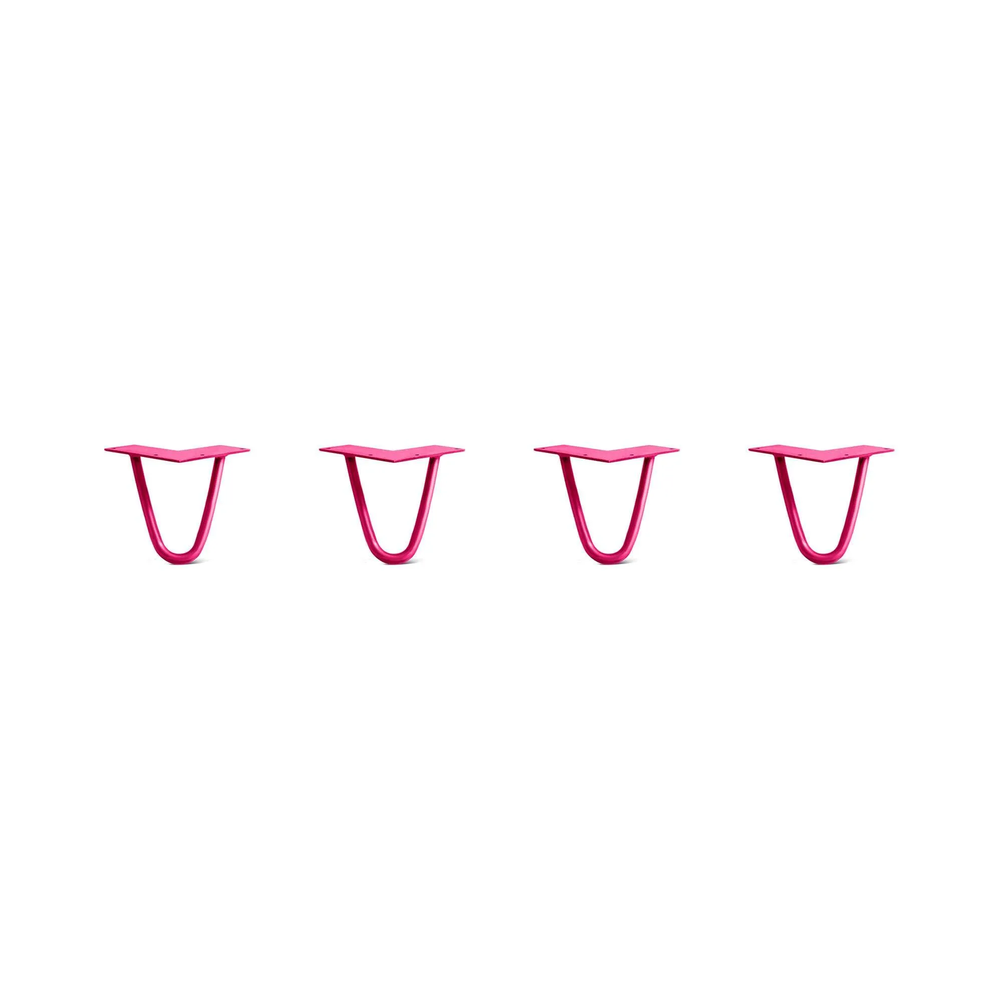 Hairpin Legs Set of 4, 2-Rod Design - Fuchsia Powder Coated Finish