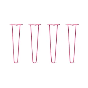 Hairpin Legs Set of 4, 2-Rod Design - Fuchsia Powder Coated Finish