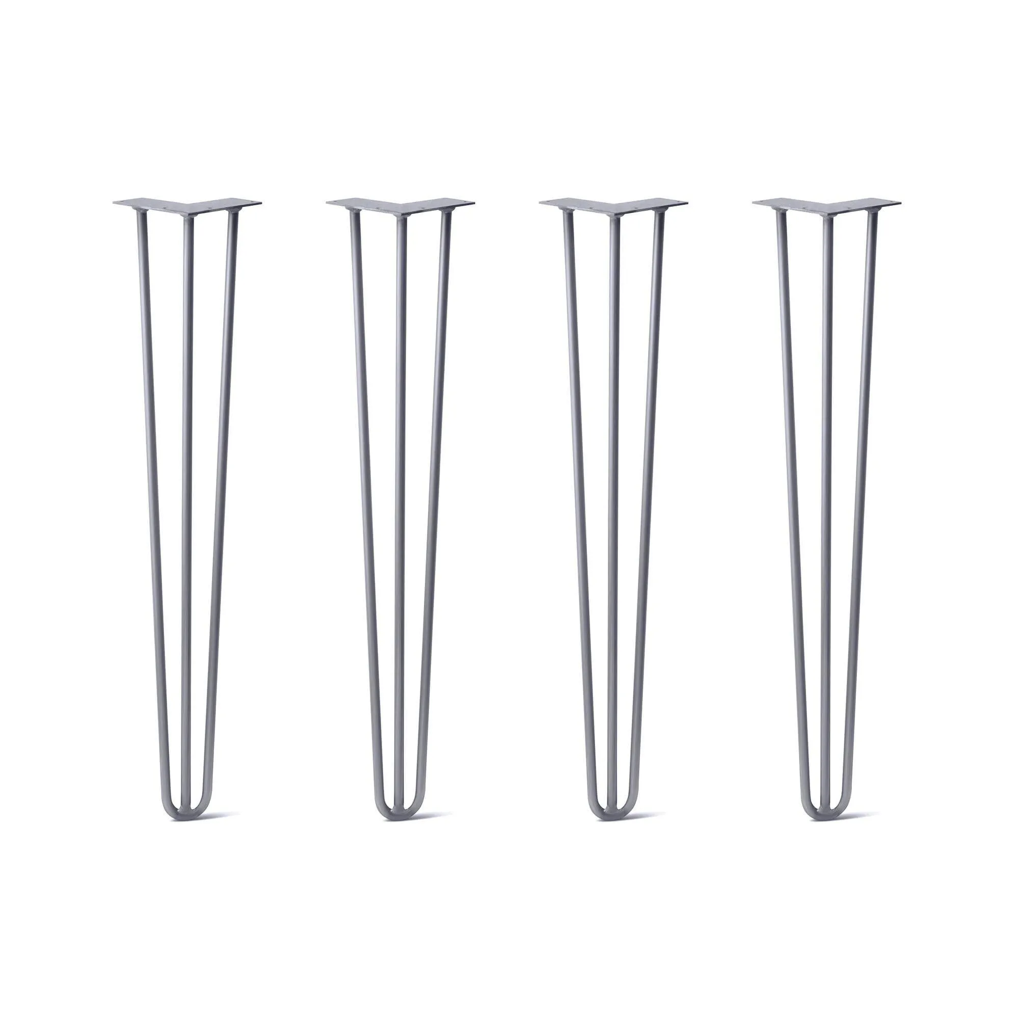Hairpin Legs Set of 4, 3-Rod Design - Grey Powder Coated Finish