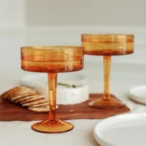 Hammered Coupe Cocktail Glass - Amber