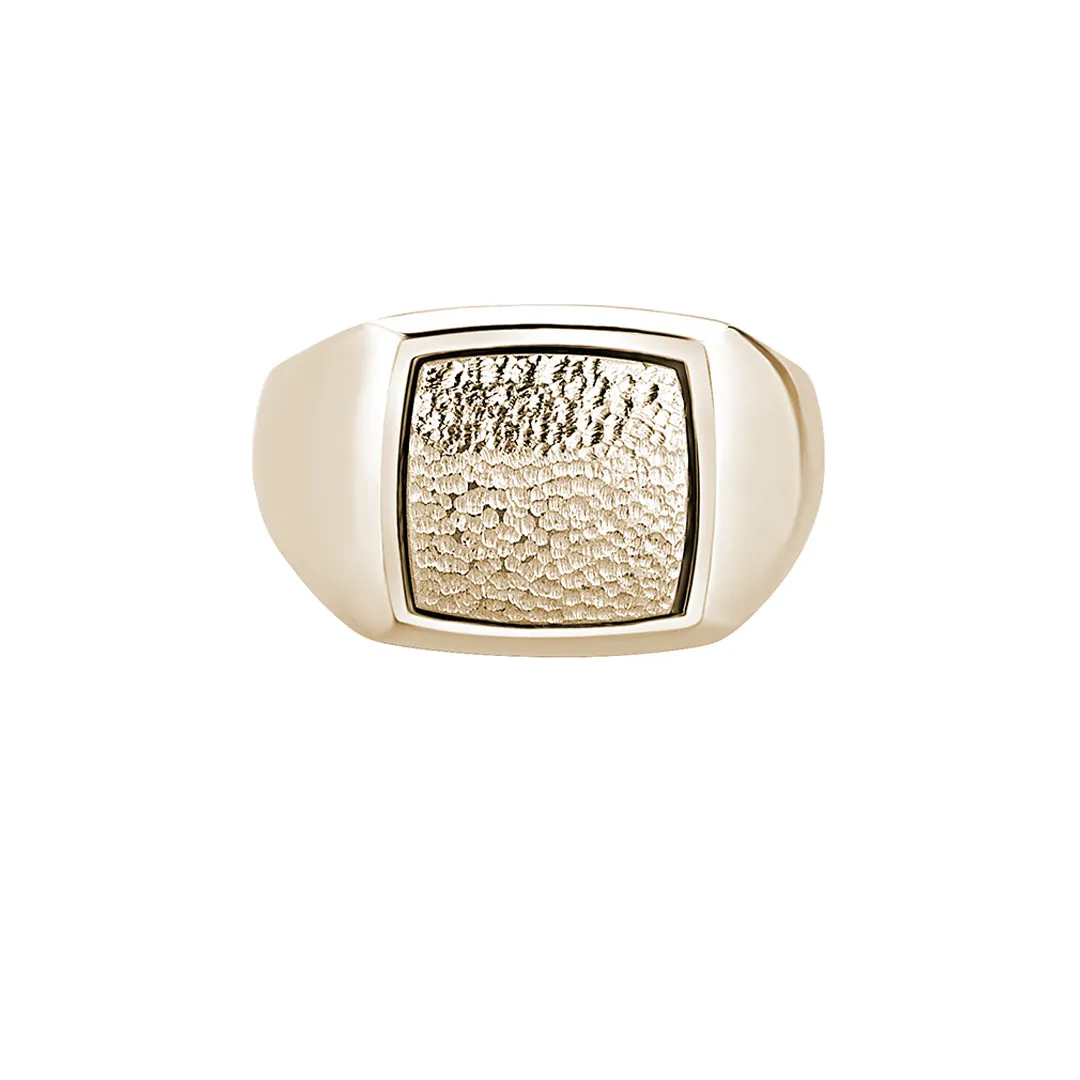 Hammered Square Signet Ring in Gold