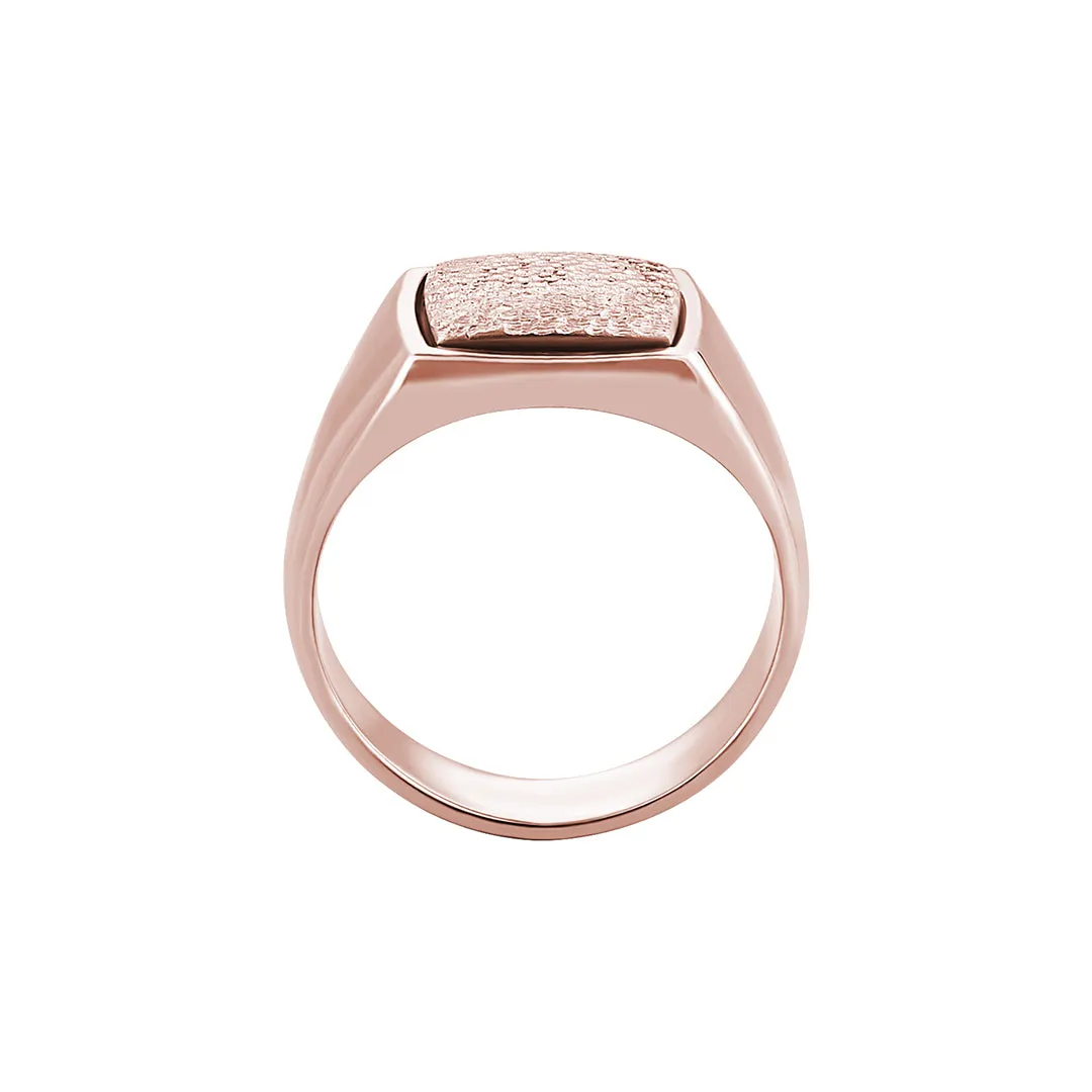 Hammered Square Signet Ring in Gold