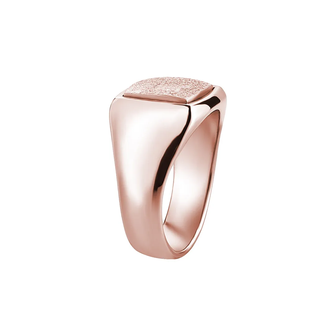 Hammered Square Signet Ring in Gold