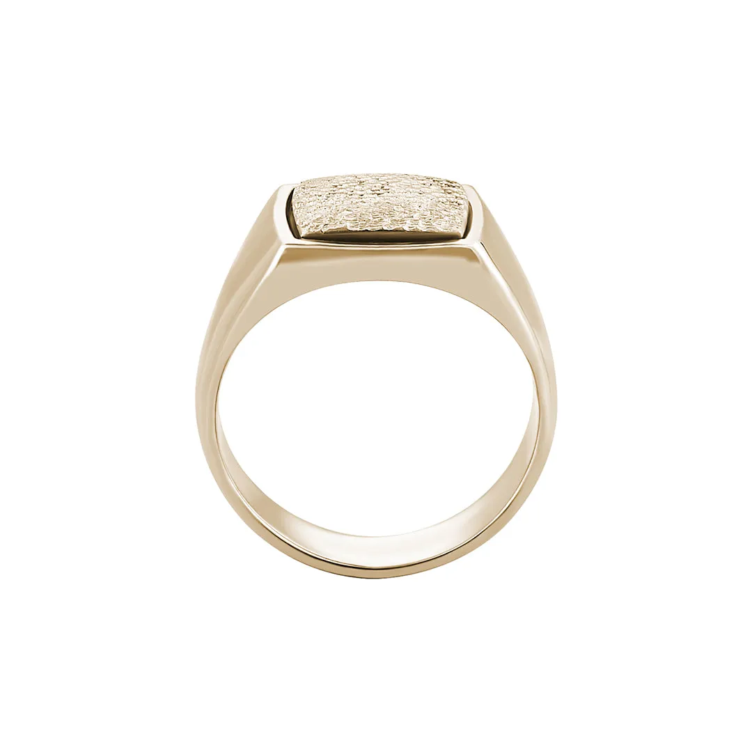 Hammered Square Signet Ring in Gold