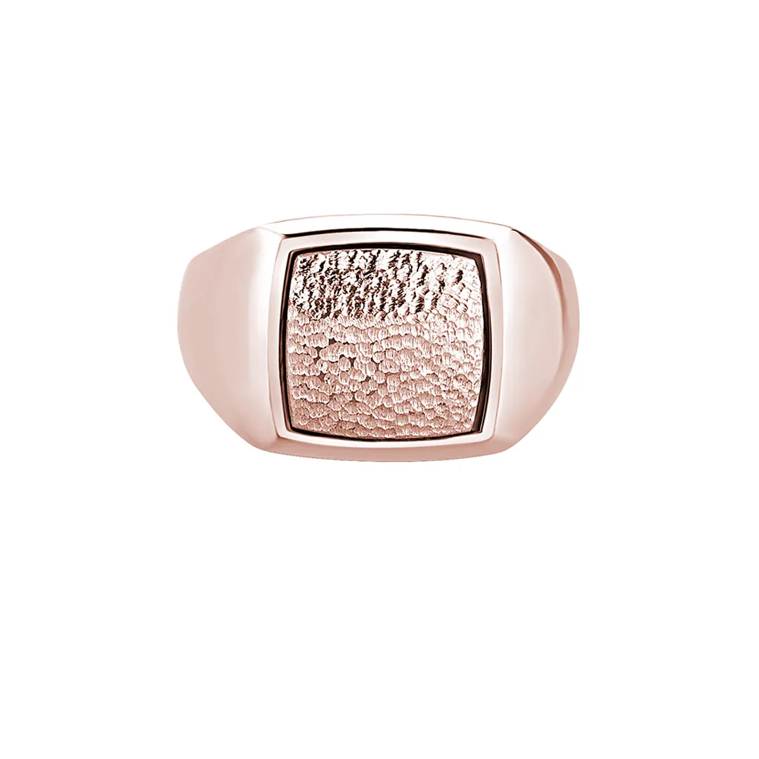 Hammered Square Signet Ring in Gold