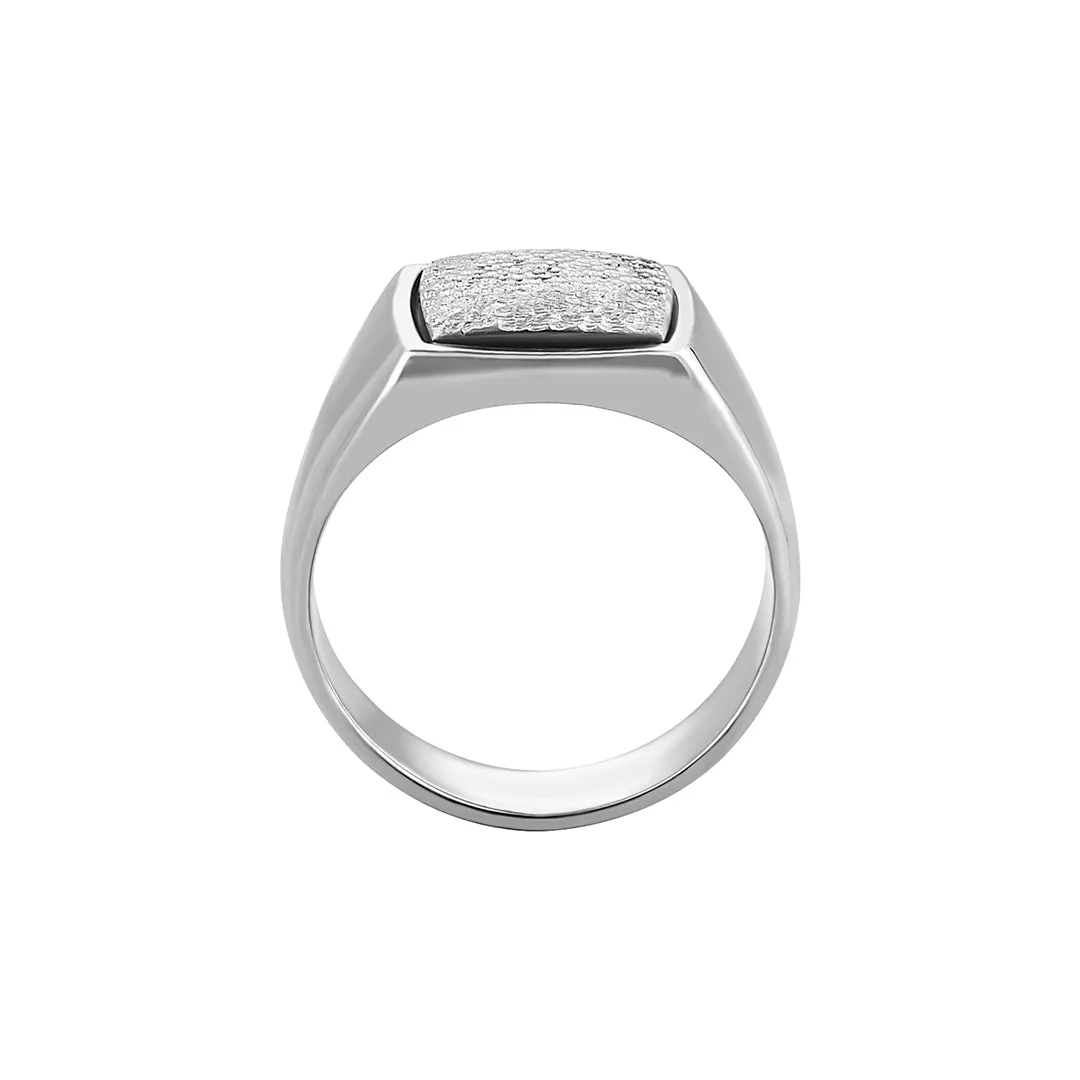 Hammered Square Signet Ring in Silver
