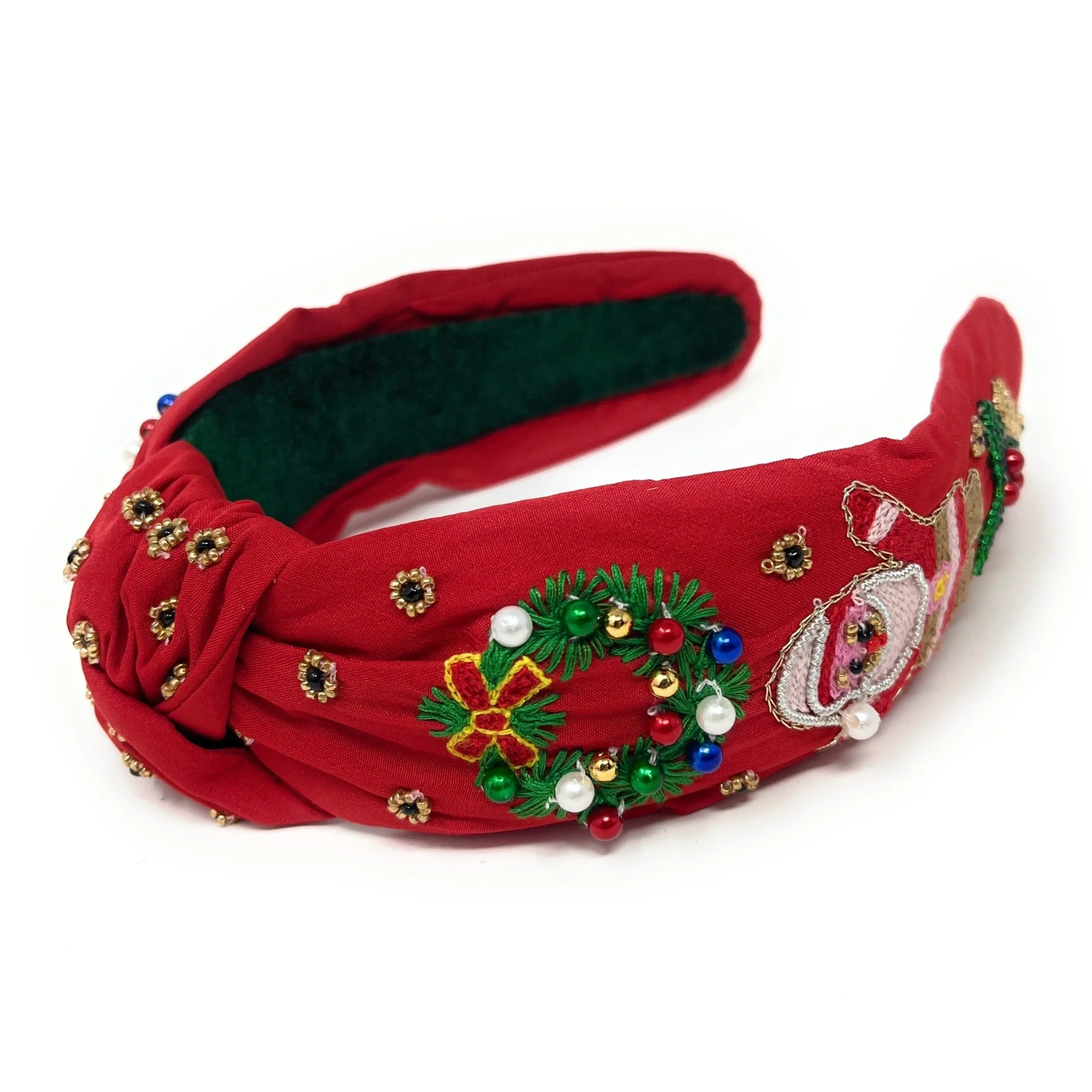 Hand Beaded Santa Claus Knot Headband