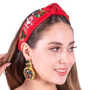Hand Beaded Santa Claus Knot Headband