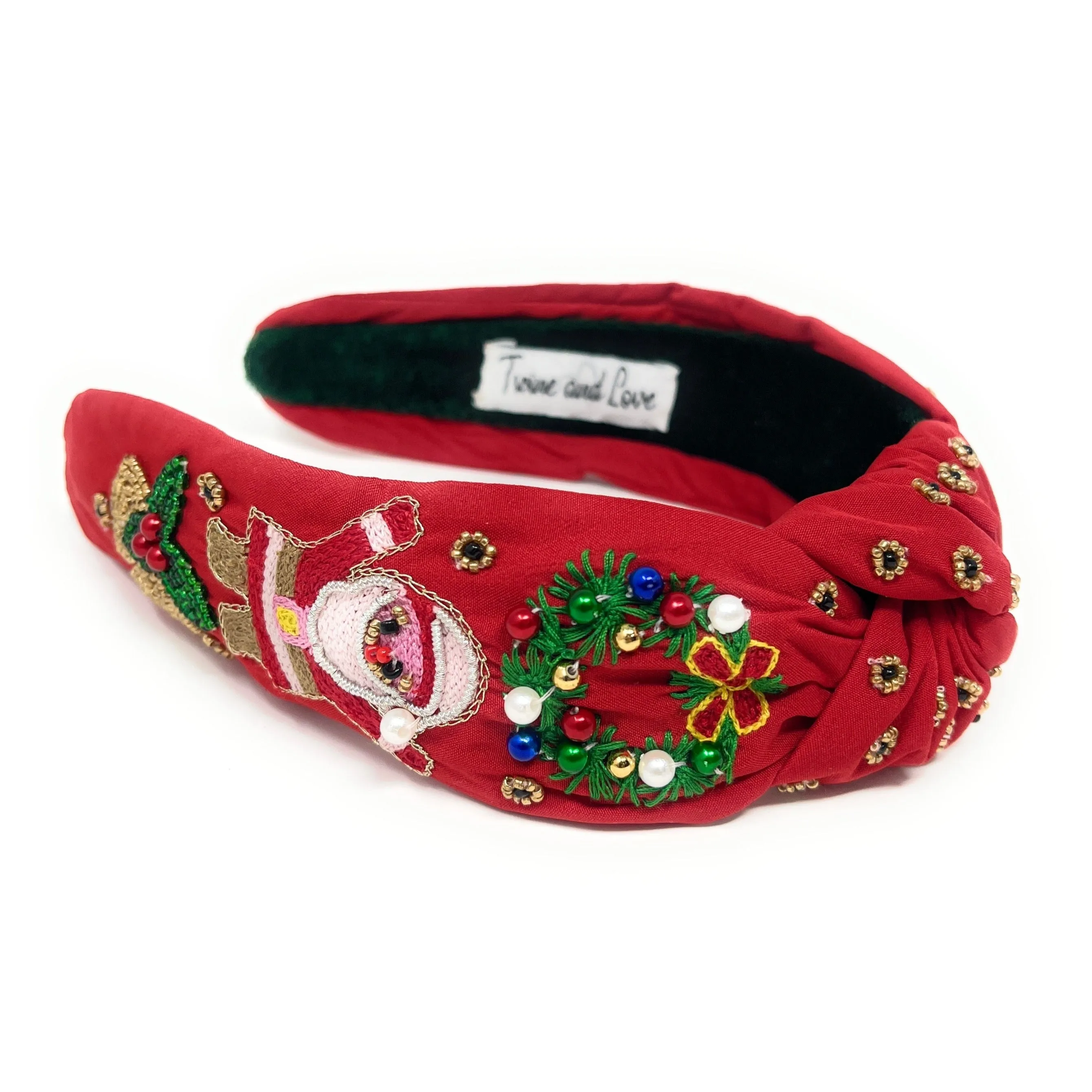 Hand Beaded Santa Claus Knot Headband