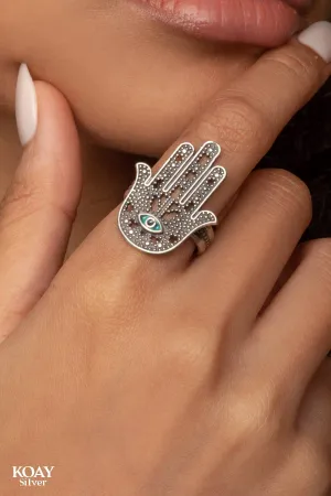 Hand Blue Eye Ring