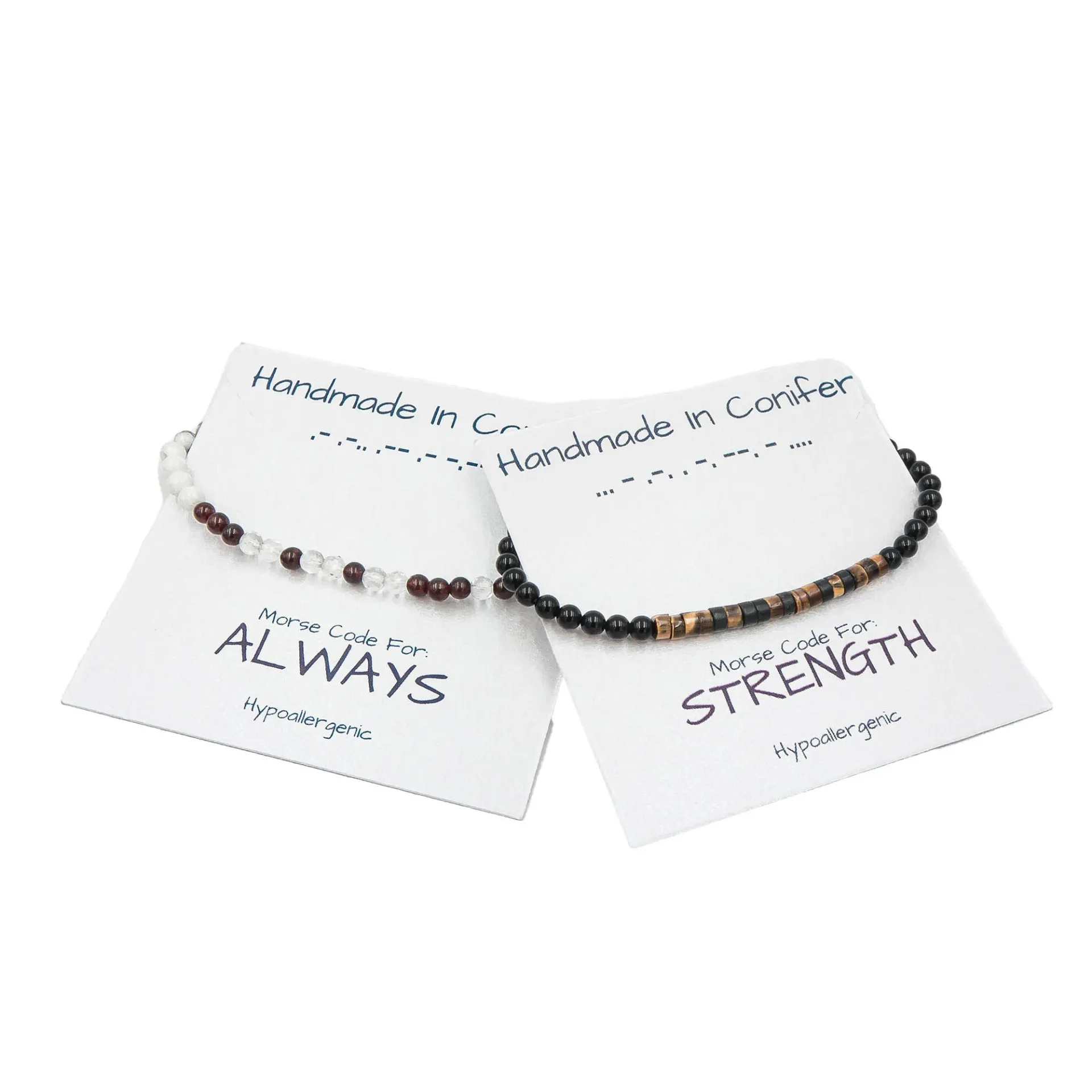 Handmade 'ALWAYS' Morse Code Bracelet - Garnet & Howlite Stones, Unisex Jewelry For Women Or Men, January & April Birthstone