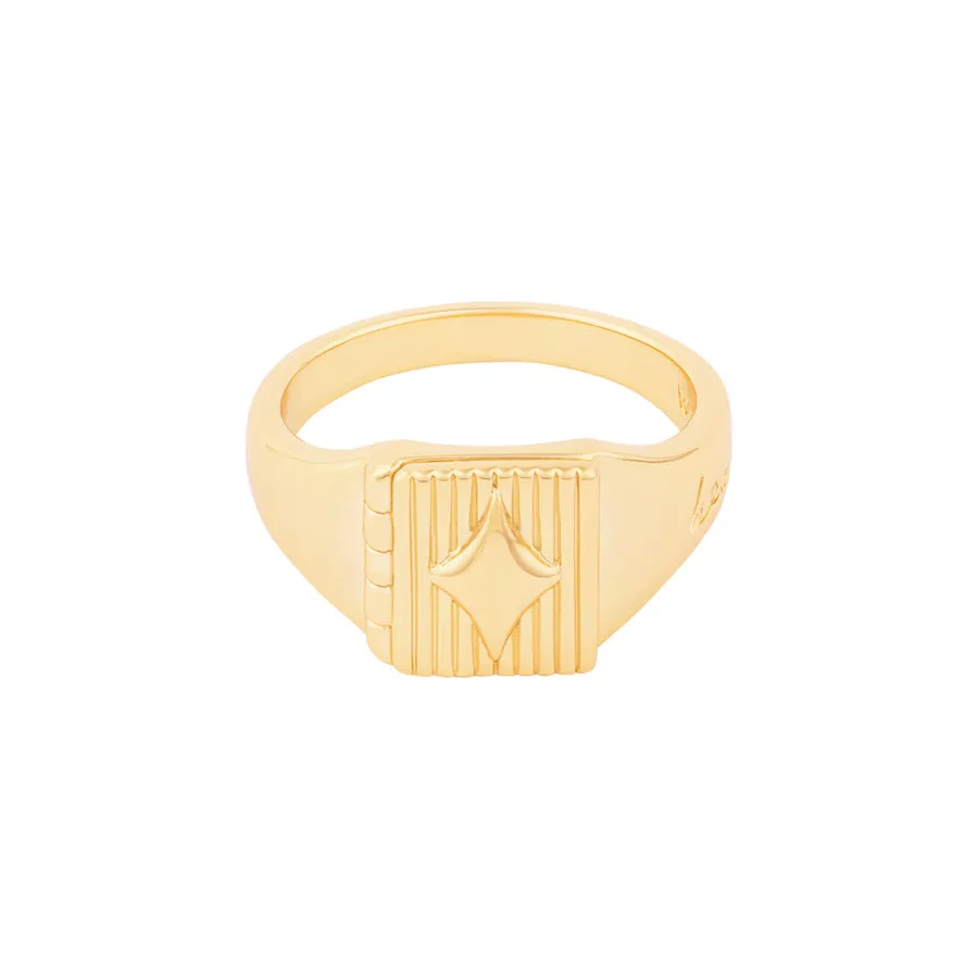 Heart Full Gold Locket Signet Ring