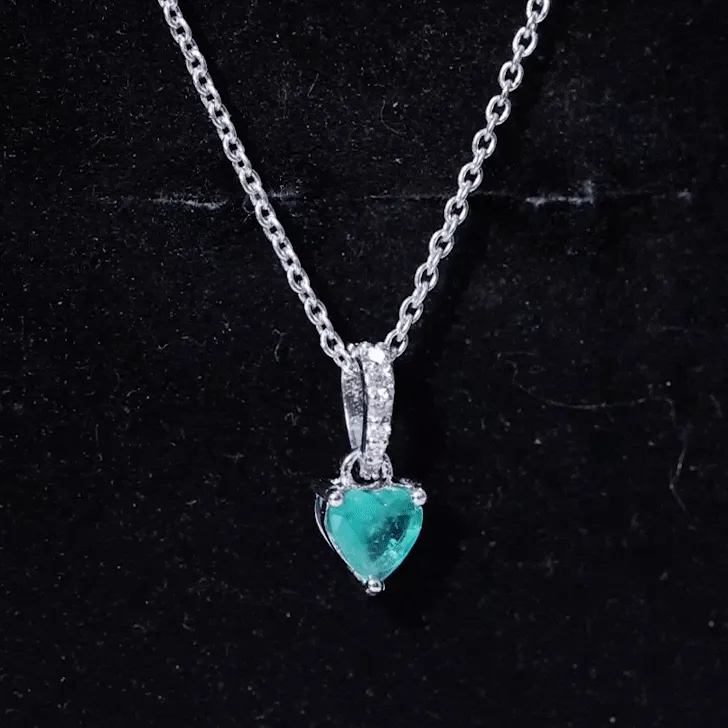 Heart Shape Emerald Pendant Necklace with Diamond Accent Bail