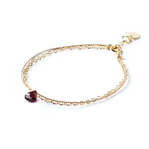 January Garnet Gold and Silk Birthstone Bracelet
