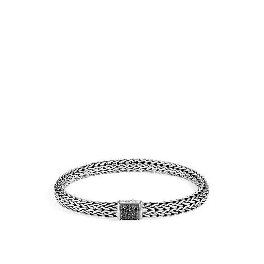 John Hardy Classic Chain Sterling Silver Small Reversible 6.5mm Bracelet with Black and Blue Sapphire
