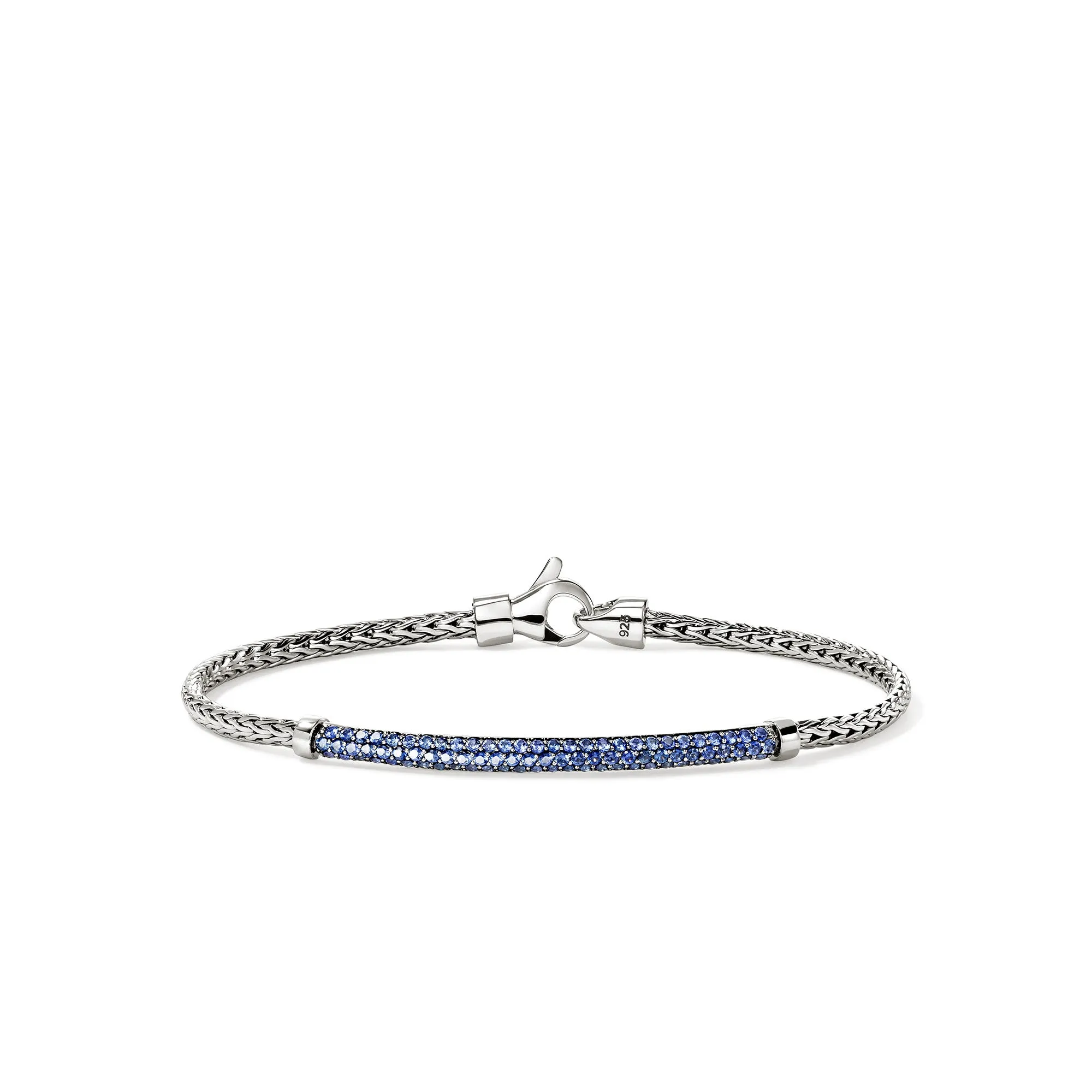 JOHN HARDY MEDIUM ESSENTIAL STERLING SILVER BLUE SAPPHIRE BAR BRACELET