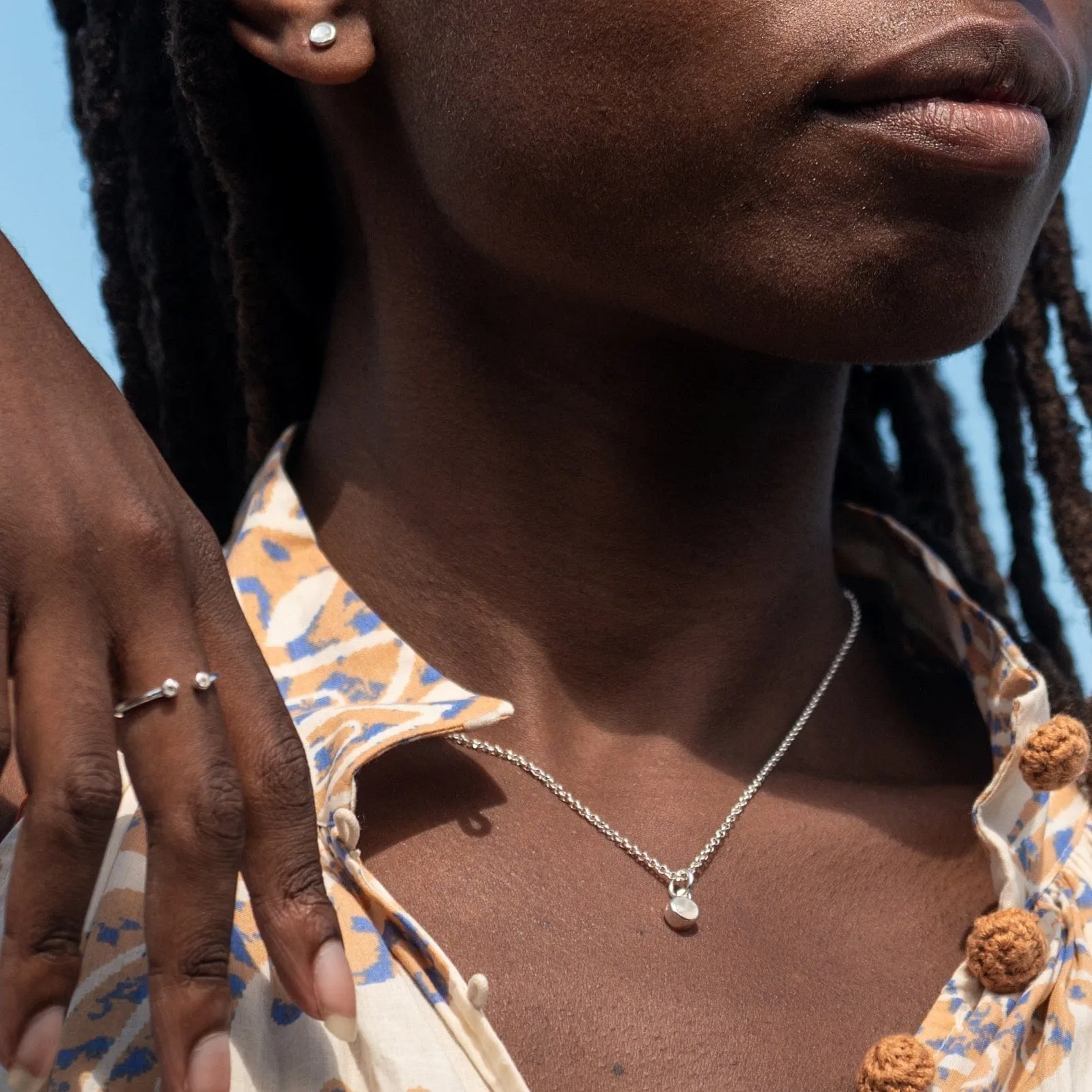June Birthstone Necklace (Moonstone)