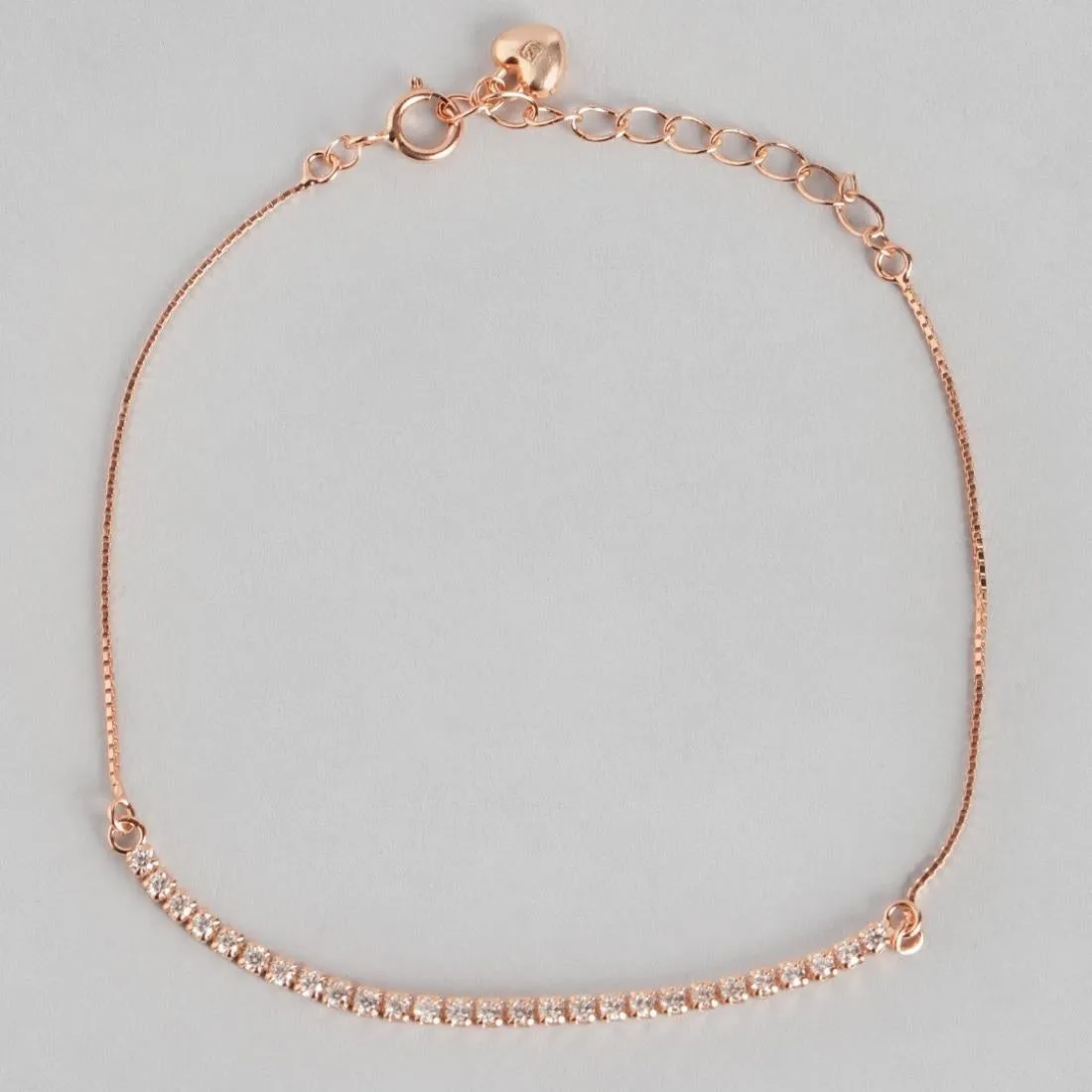 Linear Sleek Zircon 925 Rose Gold Bracelet