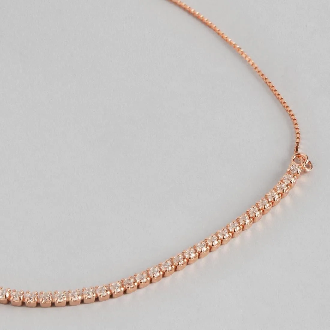 Linear Sleek Zircon 925 Rose Gold Bracelet
