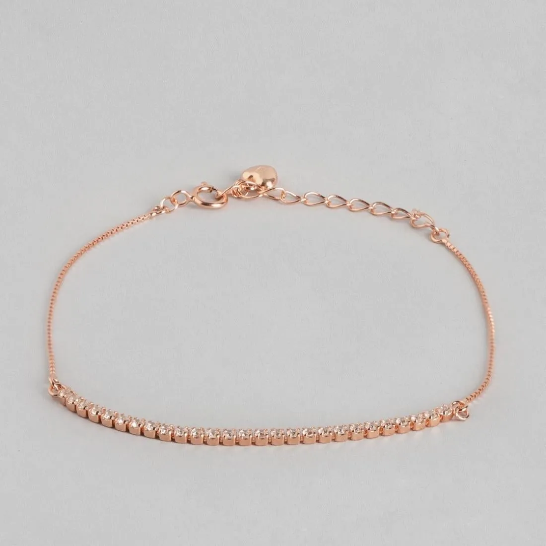 Linear Sleek Zircon 925 Rose Gold Bracelet