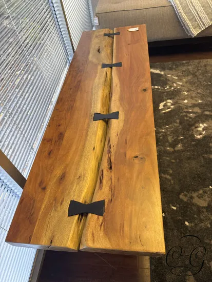 Live Edge Coffee Table W/Butterfly Joints, Dk Matal Hairpin Legs