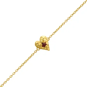 Love Heart Garnet Bracelet Gold
