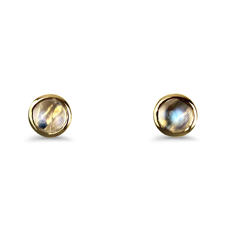 Mark Henry 18k Yellow Gold Round Moonstone Stud Earrings