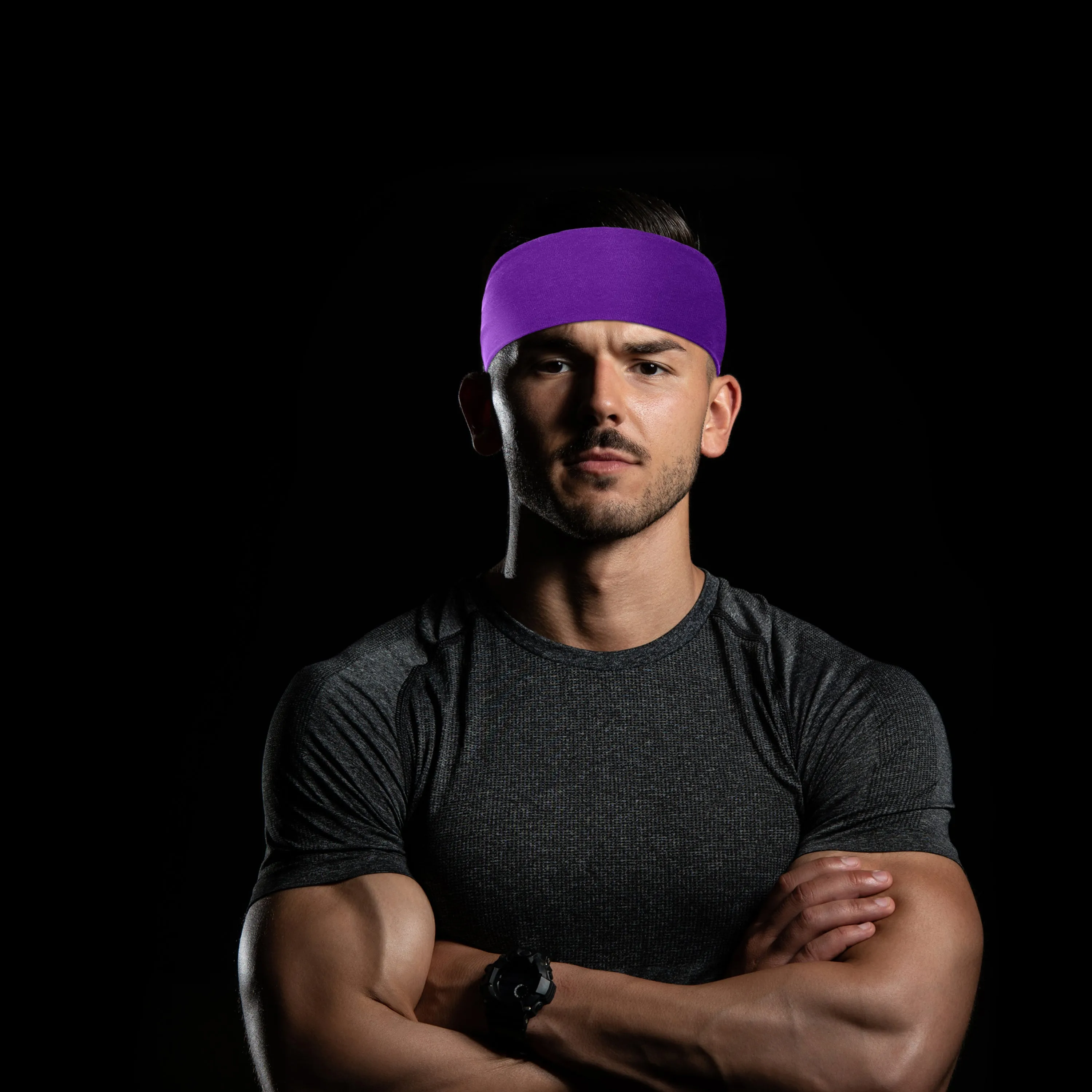 Men's Headbands Cotton Jersey 3" Wide Sports Fitness Yoga Made in the USA Mustard