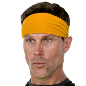 Men's Headbands Cotton Jersey 3" Wide Sports Fitness Yoga Made in the USA Mustard