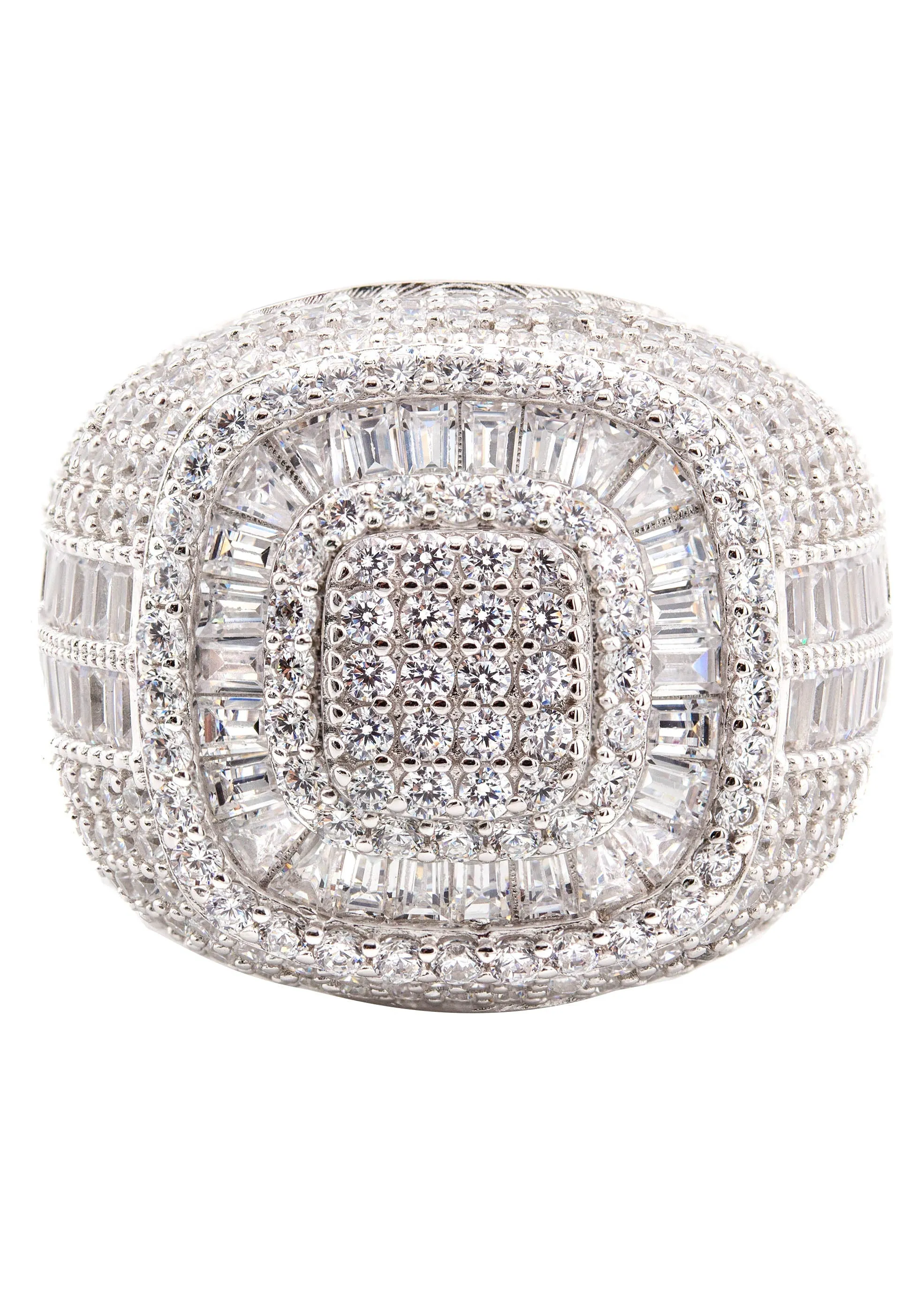 Mens Silver CZ Pinky Ring | Appx 12.6 Grams