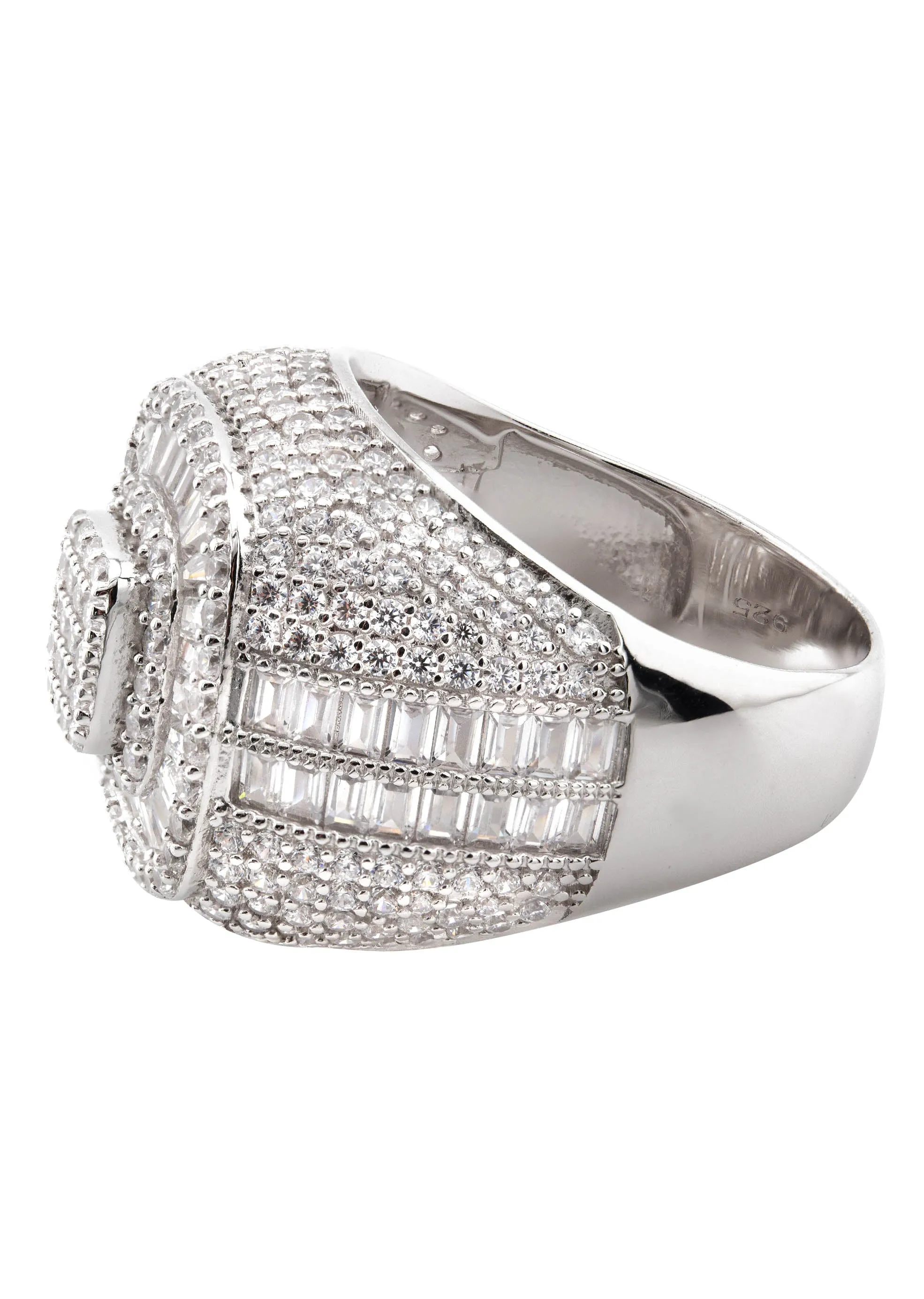 Mens Silver CZ Pinky Ring | Appx 12.6 Grams