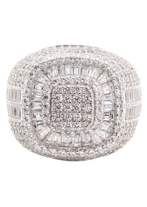 Mens Silver CZ Pinky Ring | Appx 12.6 Grams