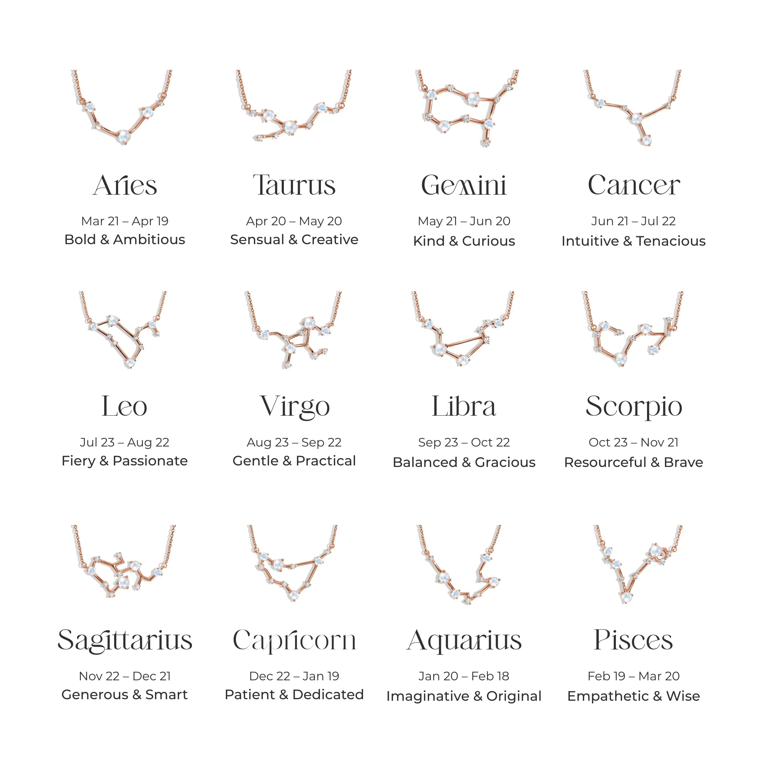 Moonstone Diamond Necklace - Cancer Zodiac Constellation