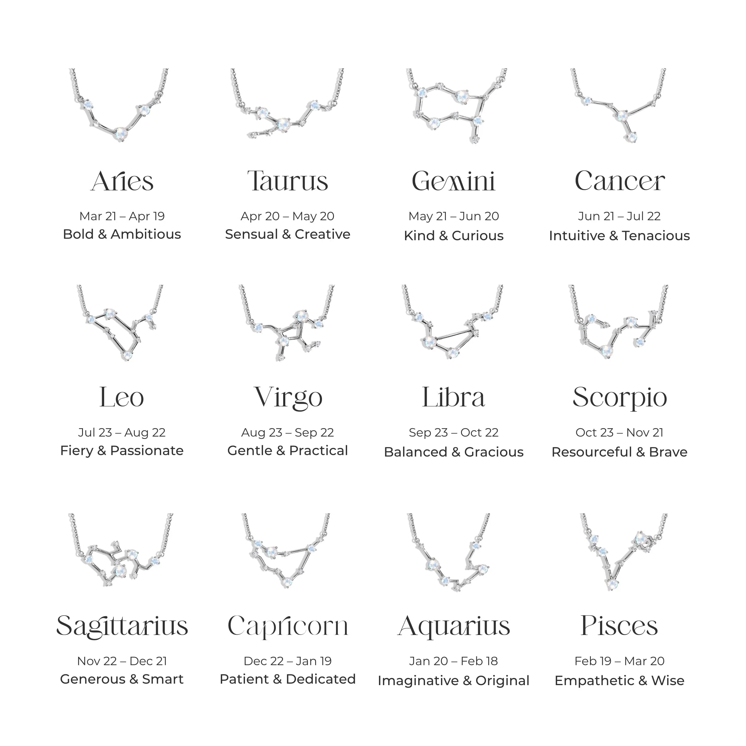 Moonstone Diamond Necklace - Cancer Zodiac Constellation