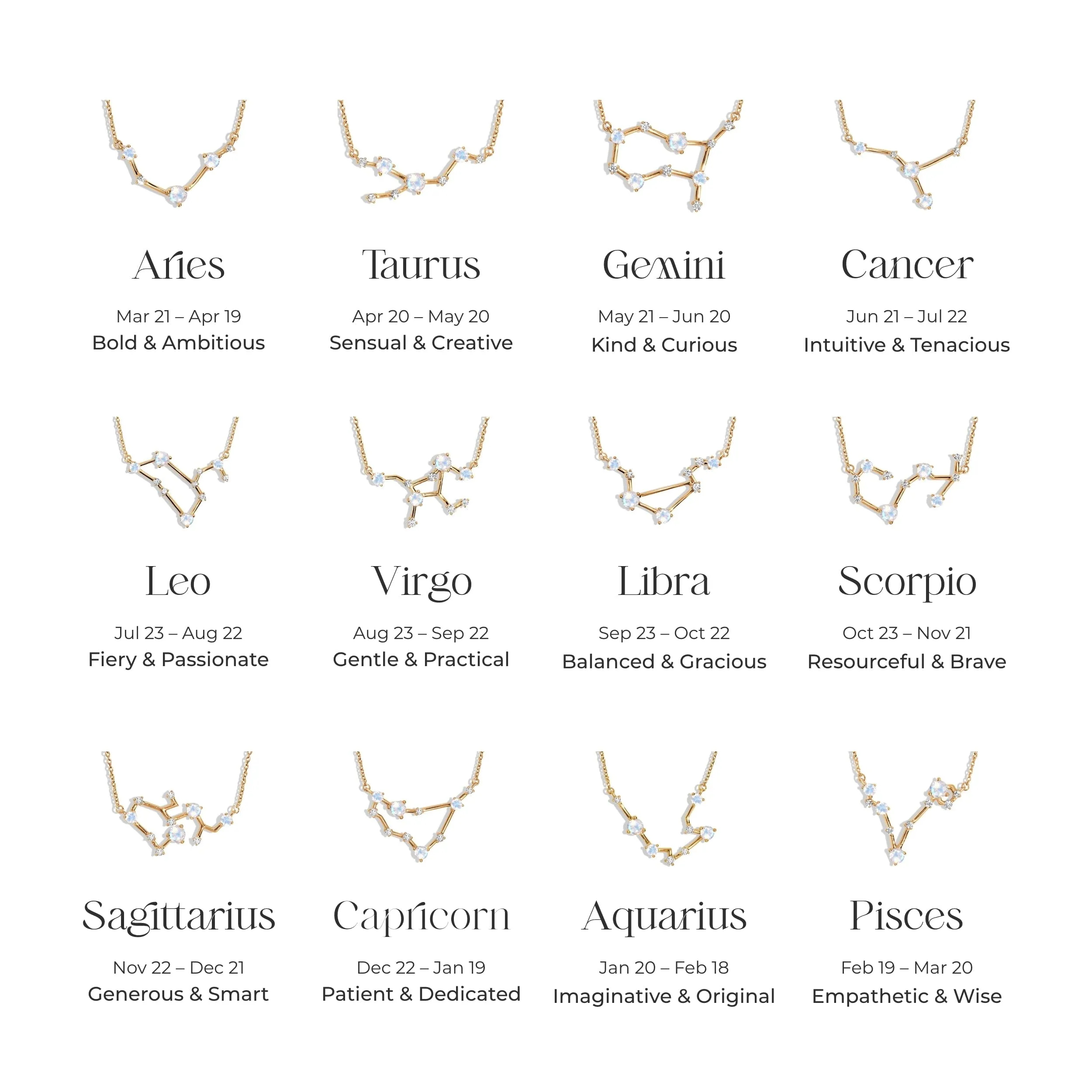 Moonstone Diamond Necklace - Cancer Zodiac Constellation
