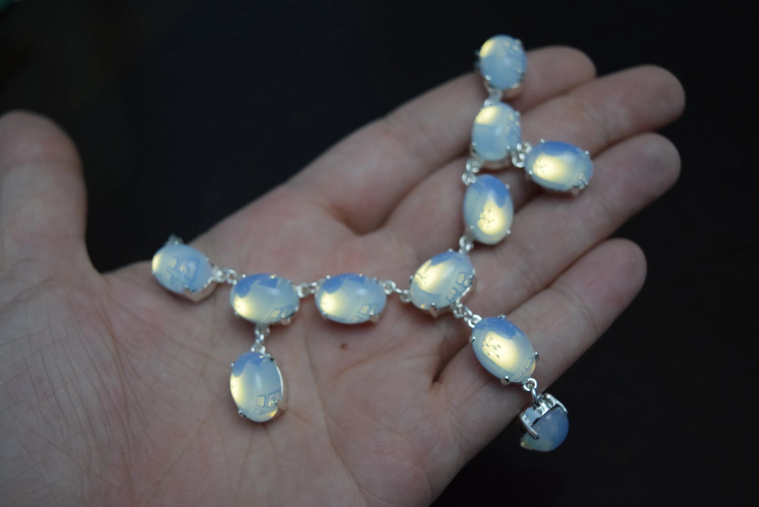 Moonstone Fringe Necklace - Medium Oval