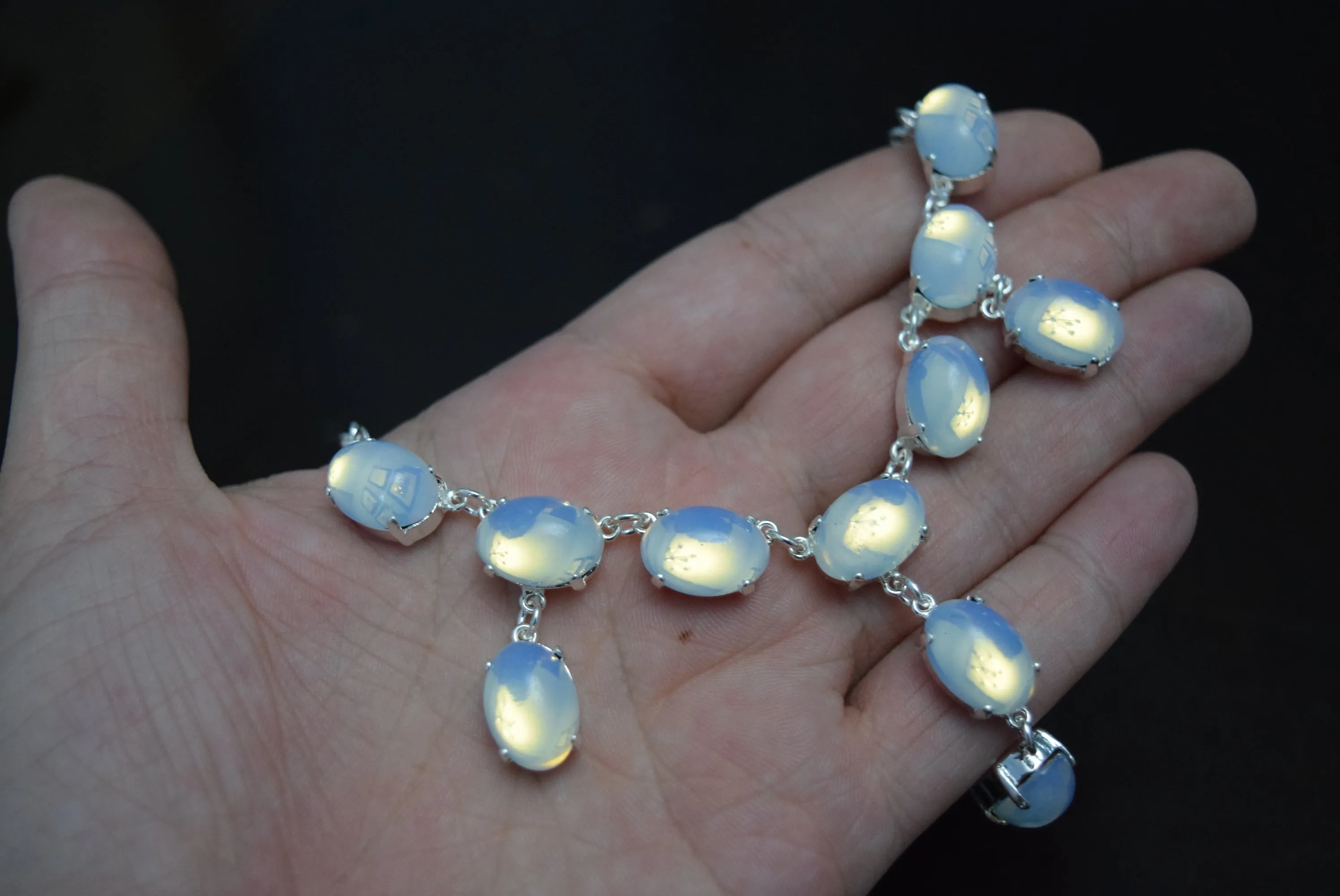Moonstone Fringe Necklace - Medium Oval