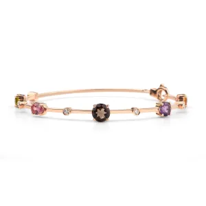 Multi coloured gemstones 18k rose gold bracelet