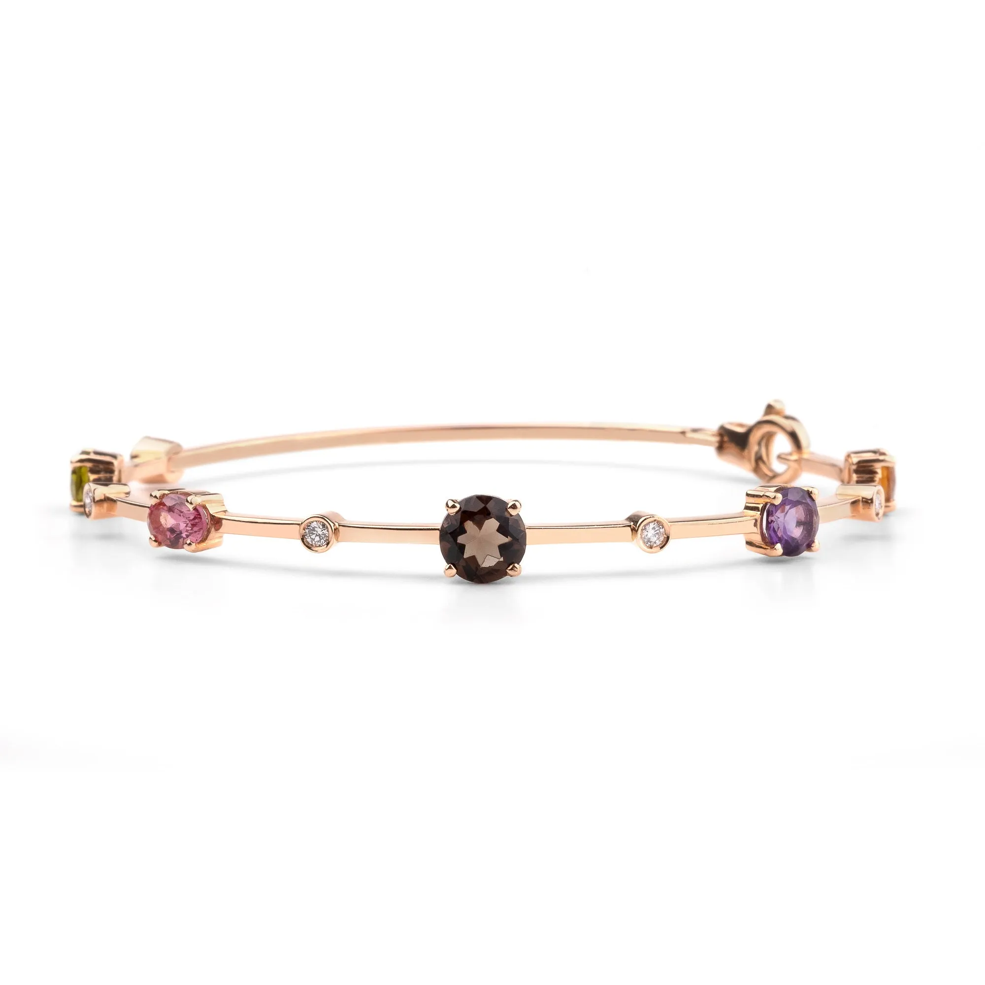 Multi coloured gemstones 18k rose gold bracelet