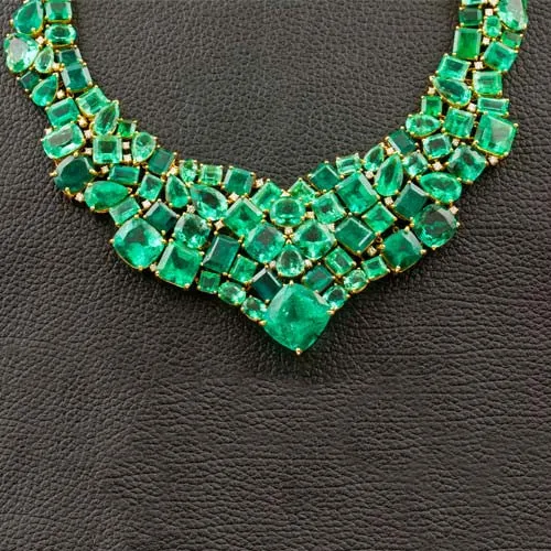 Multi-Emerald Bib Necklace