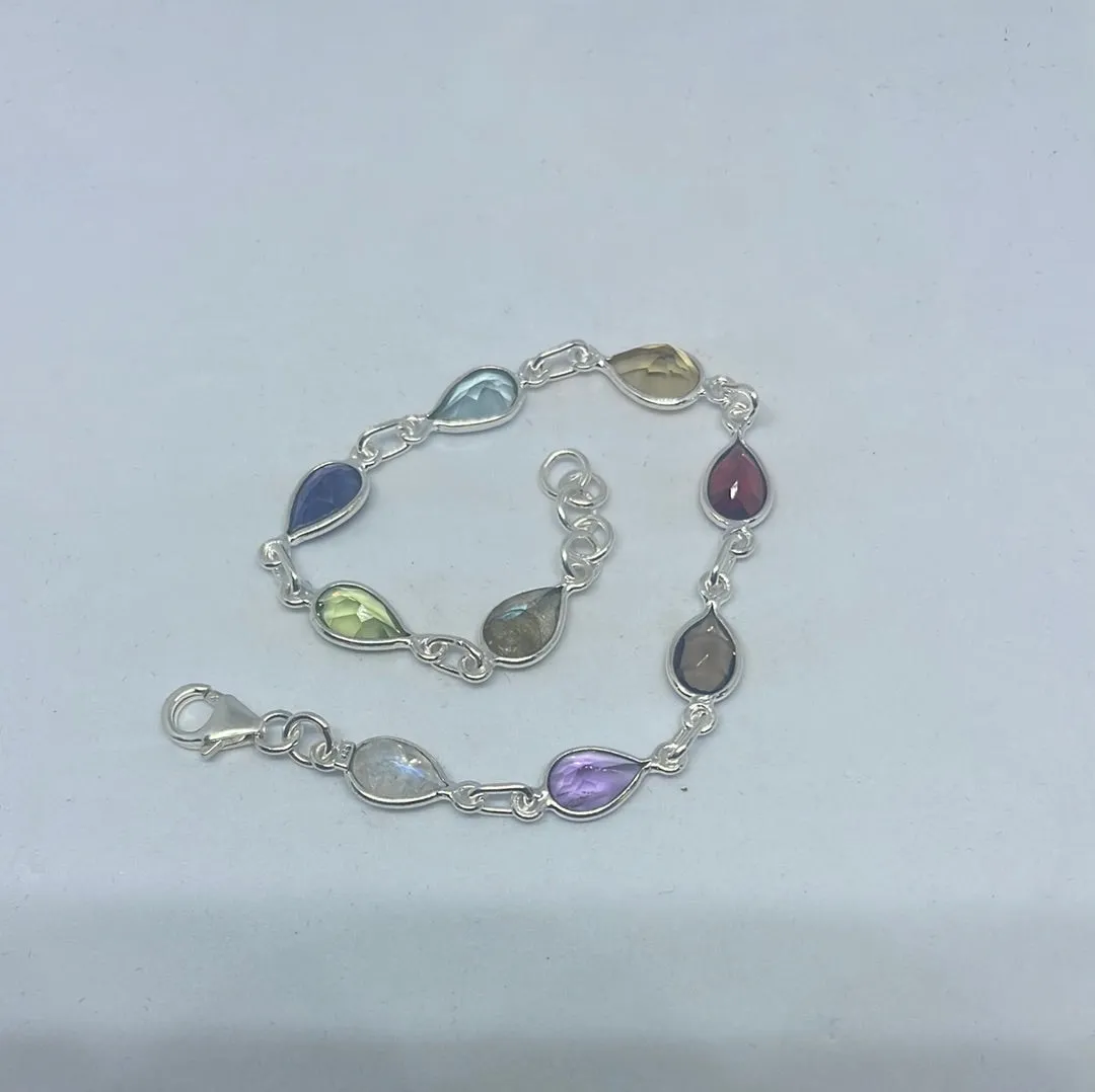 Multi-stone Silver Bracelet