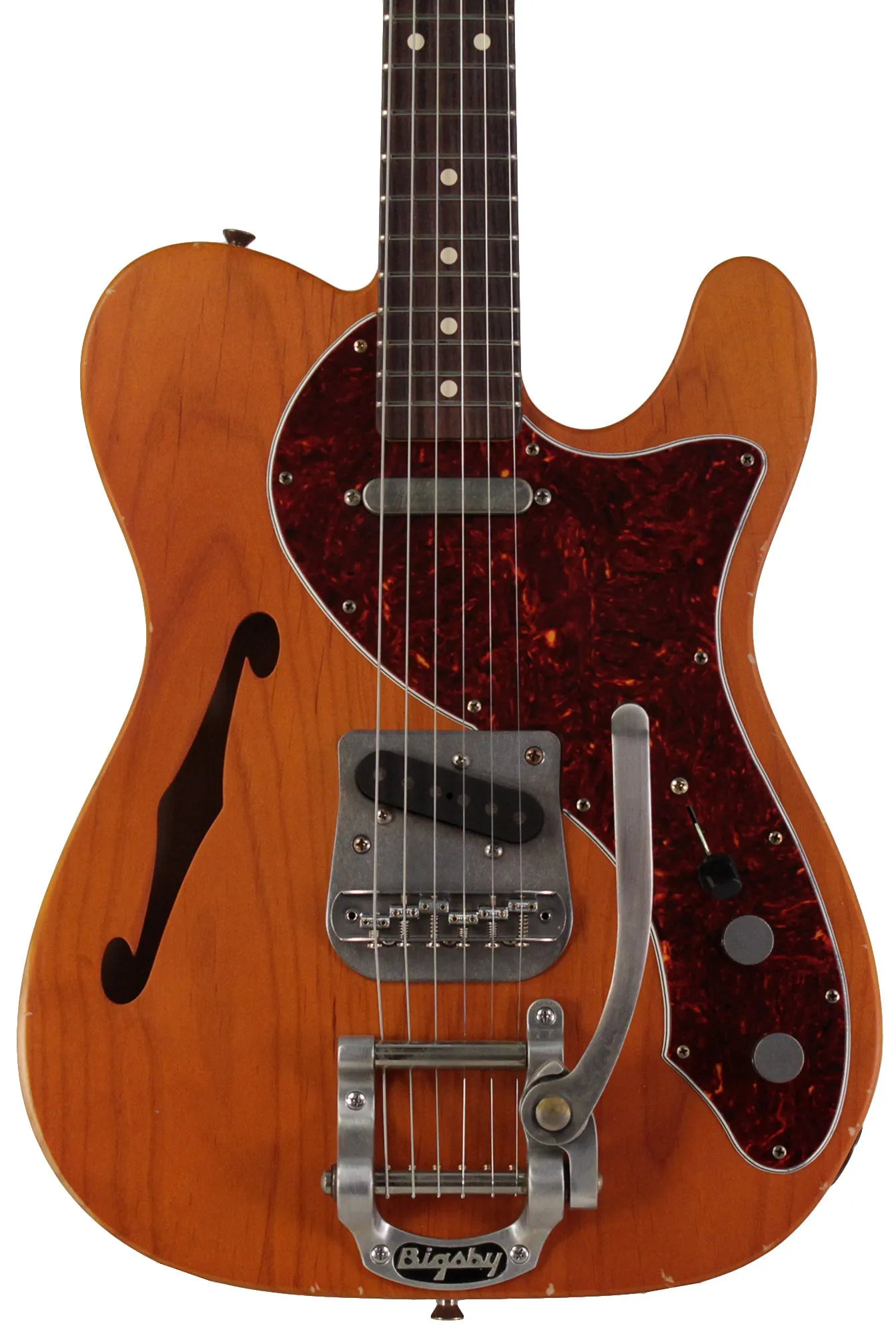 Nash T69TL Thinline Guitar, Amber, Bigsby
