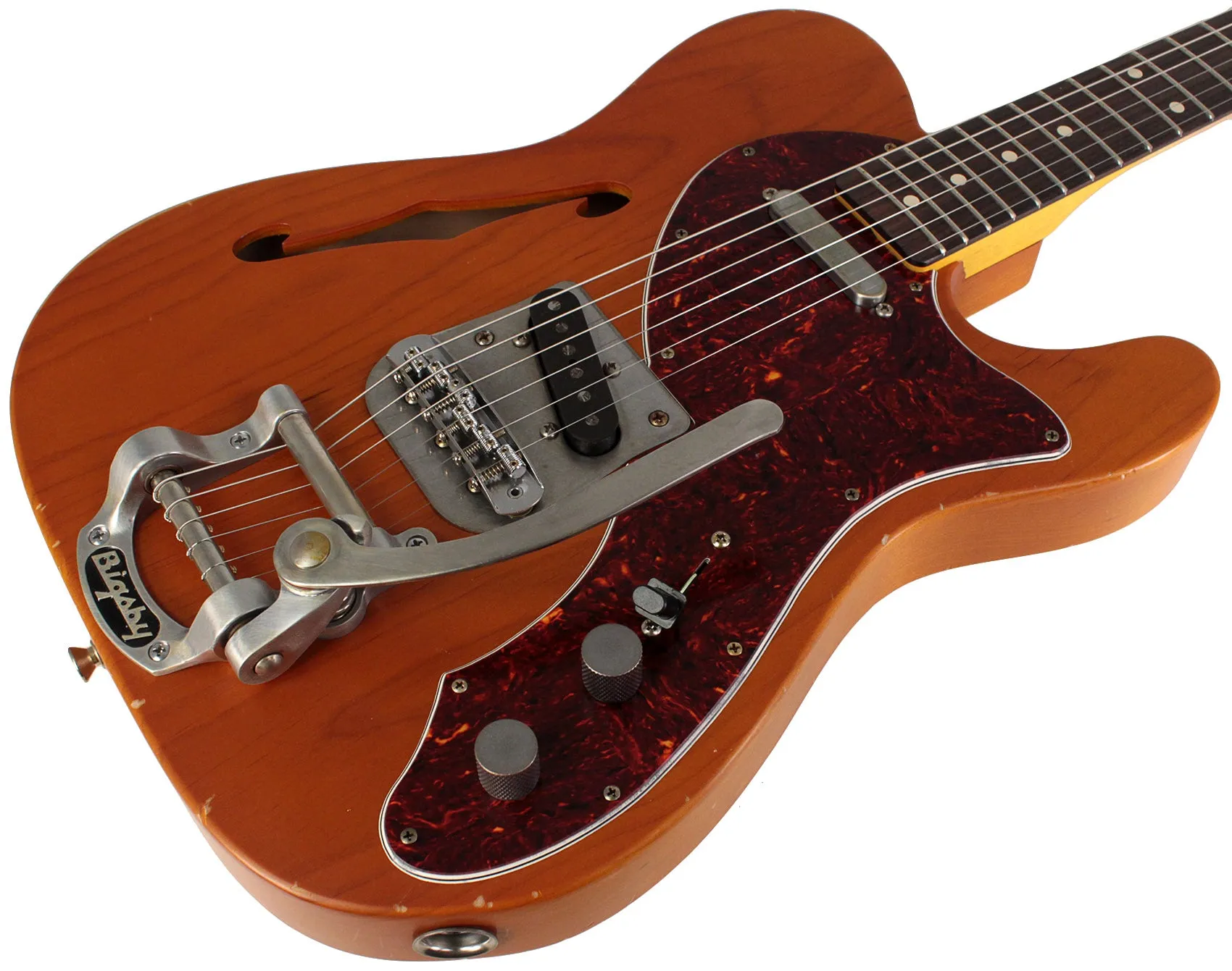 Nash T69TL Thinline Guitar, Amber, Bigsby