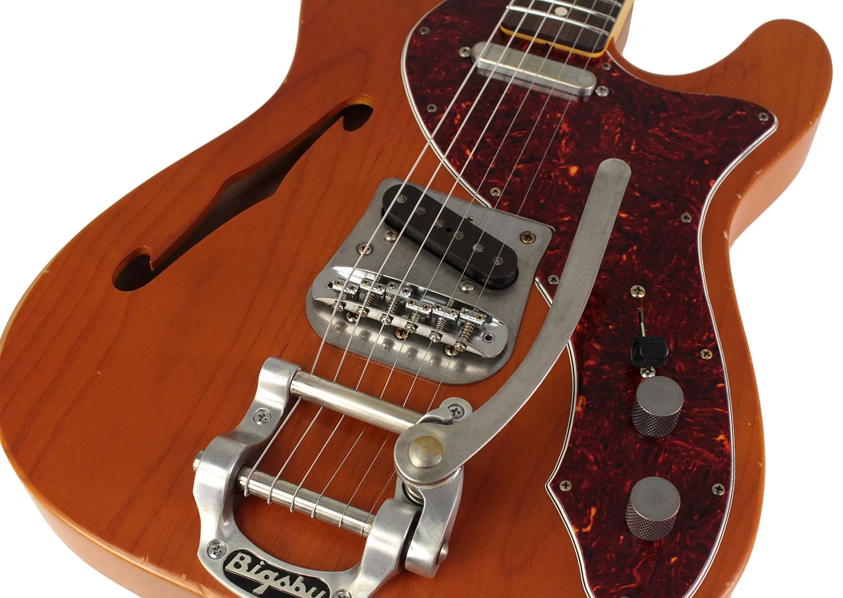 Nash T69TL Thinline Guitar, Amber, Bigsby