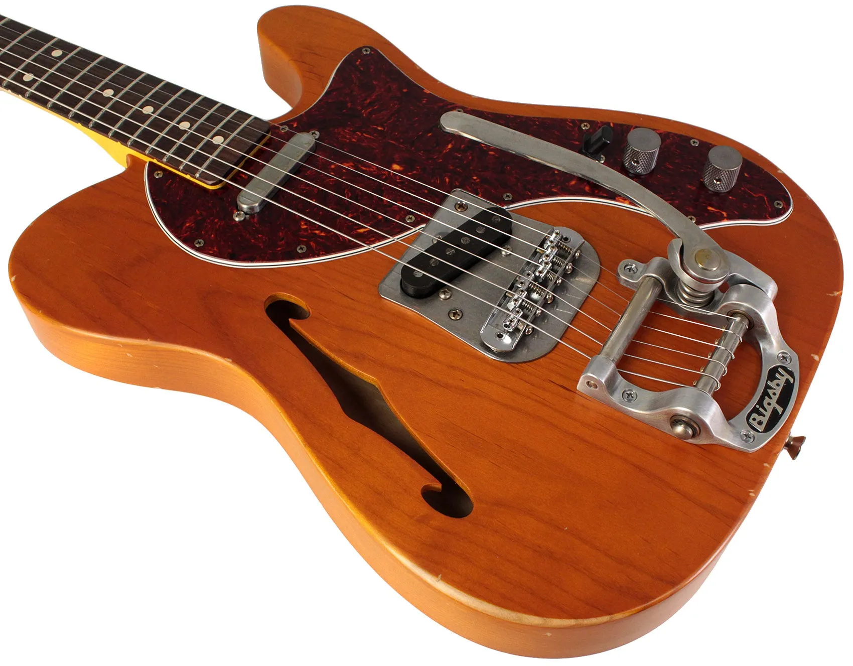 Nash T69TL Thinline Guitar, Amber, Bigsby
